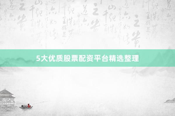 5大优质股票配资平台精选整理