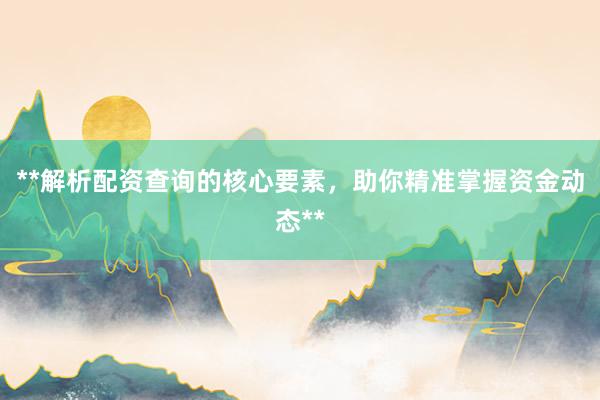 **解析配资查询的核心要素，助你精准掌握资金动态**
