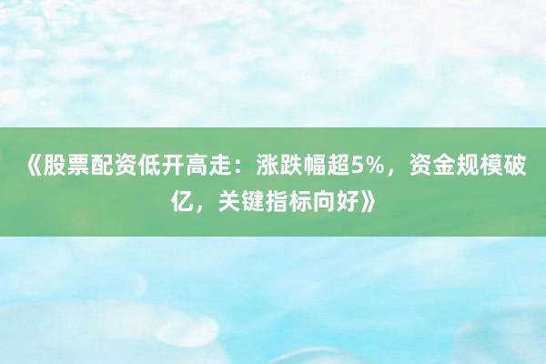 《股票配资低开高走：涨跌幅超5%，资金规模破亿，关键指标向好》