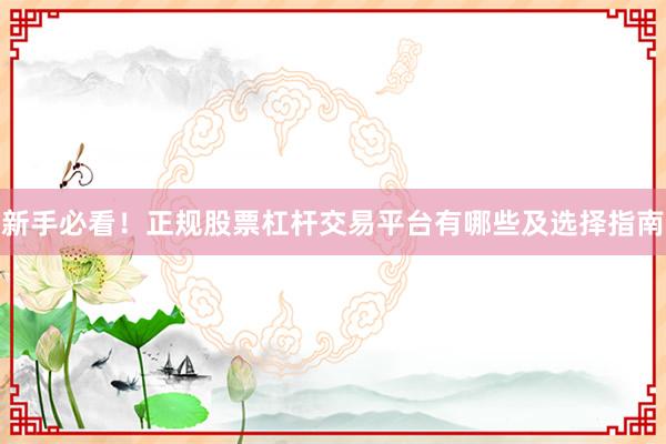 新手必看！正规股票杠杆交易平台有哪些及选择指南