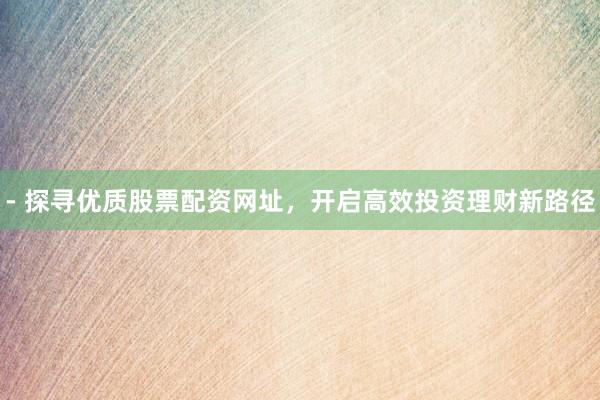 - 探寻优质股票配资网址，开启高效投资理财新路径